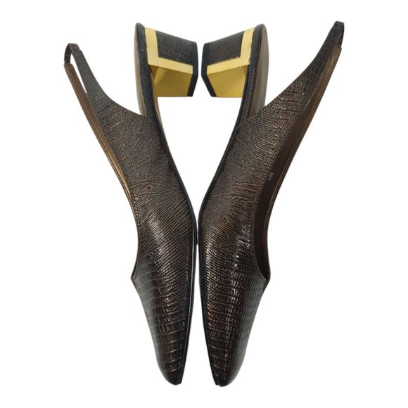 J.Renee Brown Slingback Heels with Gold Accent - Picture 6 of 13